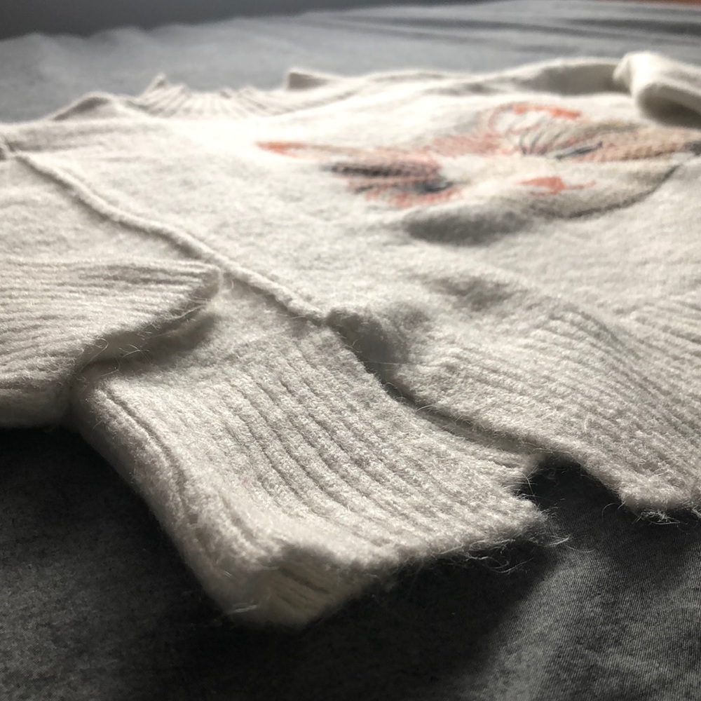 Anthropologie Cream Sweater with Cat Face Embroidery - Picture 5 of 8
